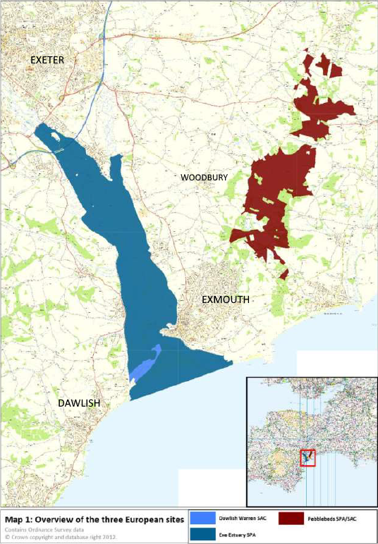 A map of the protected sites in the region