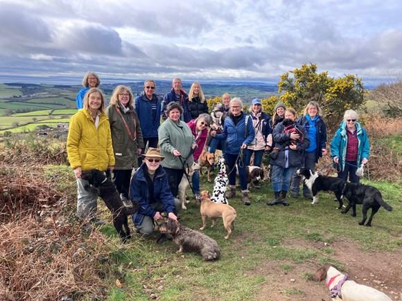 An image of dog walkers on the Pebblebed Heaths