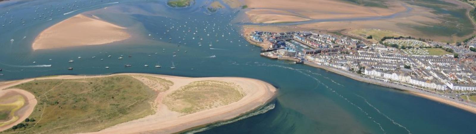 An aerial photograph of the Exe Estuary (c) Still Imaging